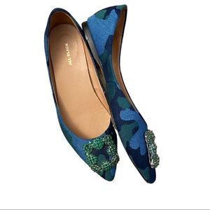 All Black Footwear | Blue Green Camouflage Dancing Flats
